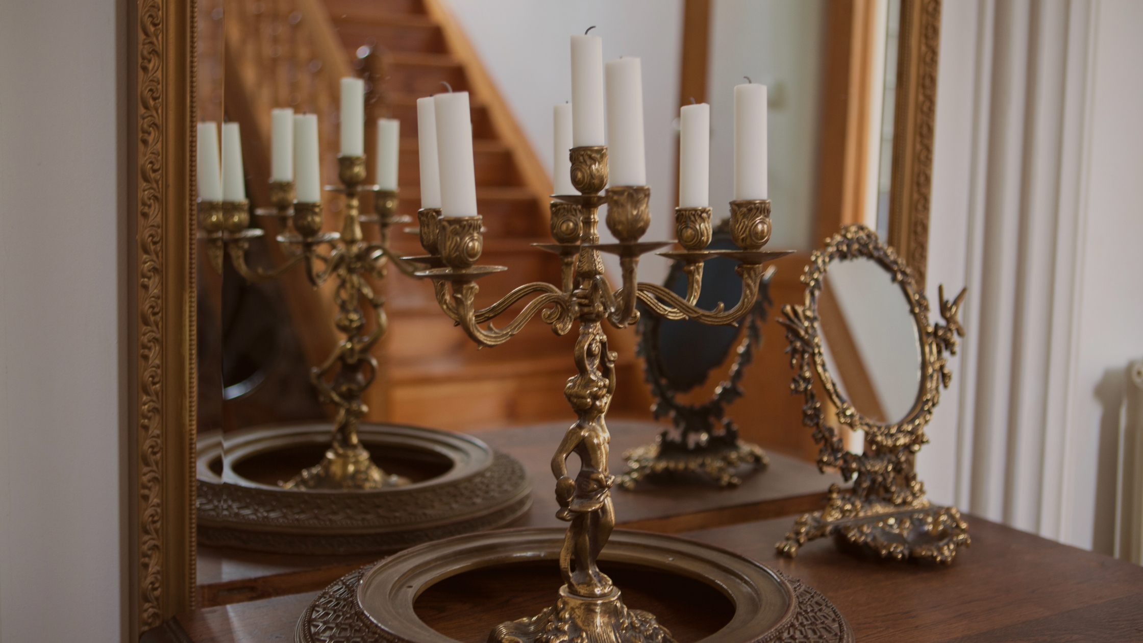 antique brass candle holders